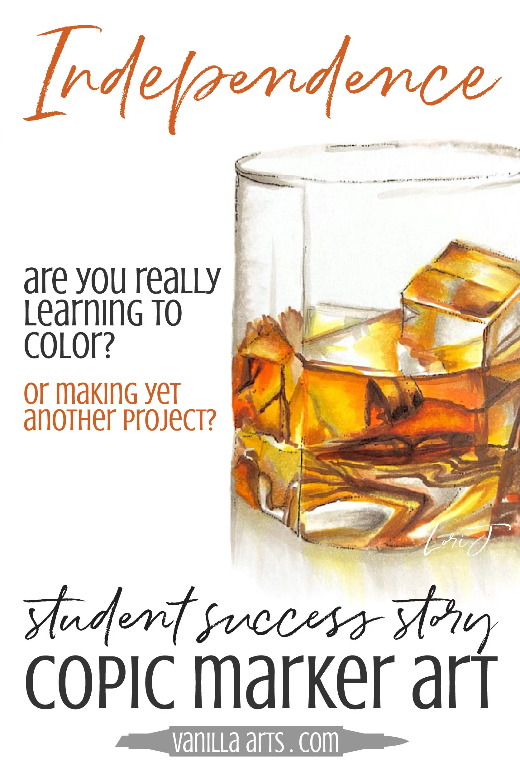 Student Success Story Lori S Independent Coloring On The Rocks Copic Markers Vanilla Arts Co