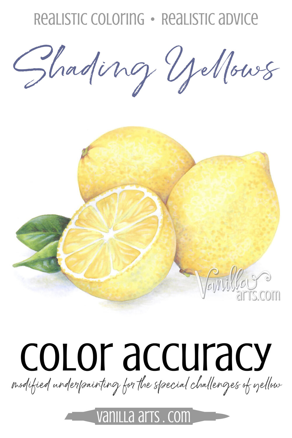 colored pencils Composition of lemons