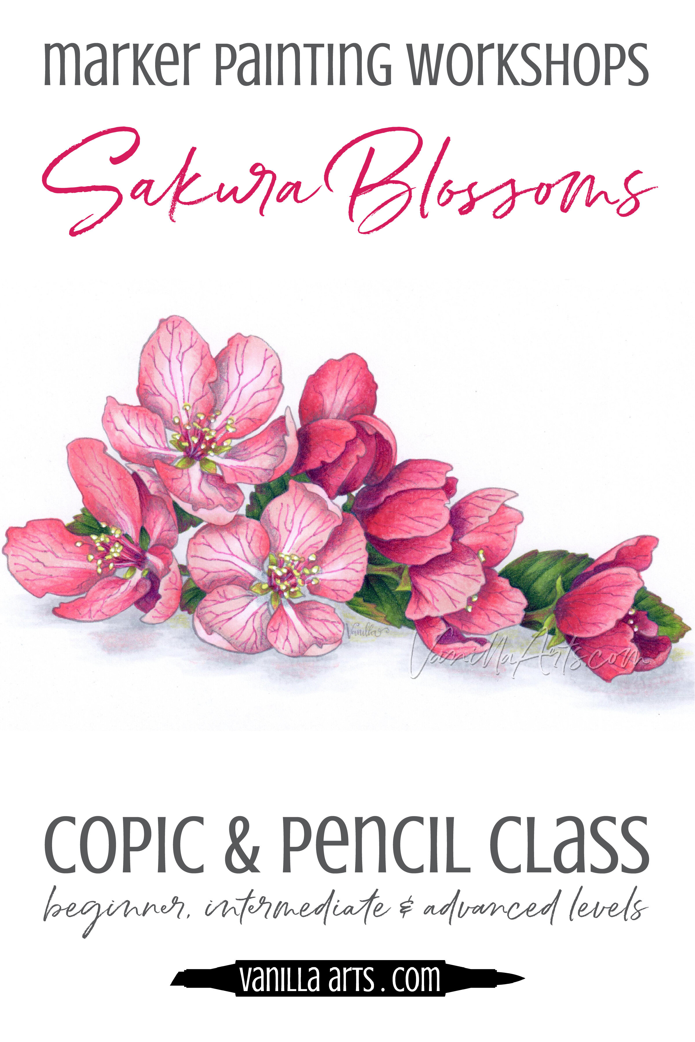 Vanilla Workshops: Online classes for Copic Marker + colored pencil. Improve your coloring by adding fine art techniques to add depth, dimension, and realism. Classes for every skill level. | VanillaArts.com | Copic Markers, Colored Pencil, How to C…