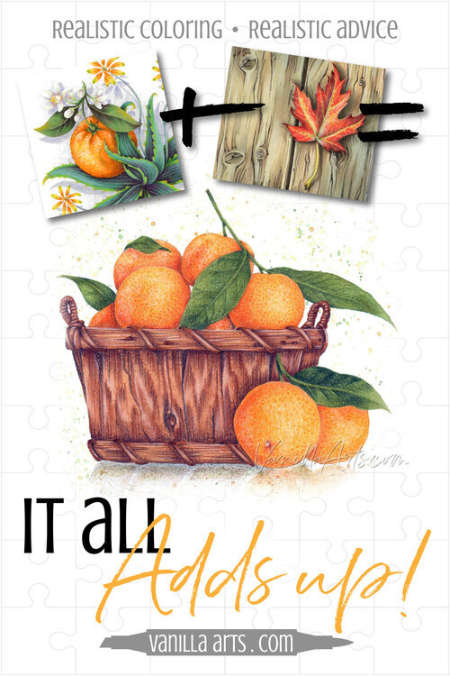 Use What You Learn: Color Realistic Tangerines or Oranges with Copic Marker & Colored Pencil