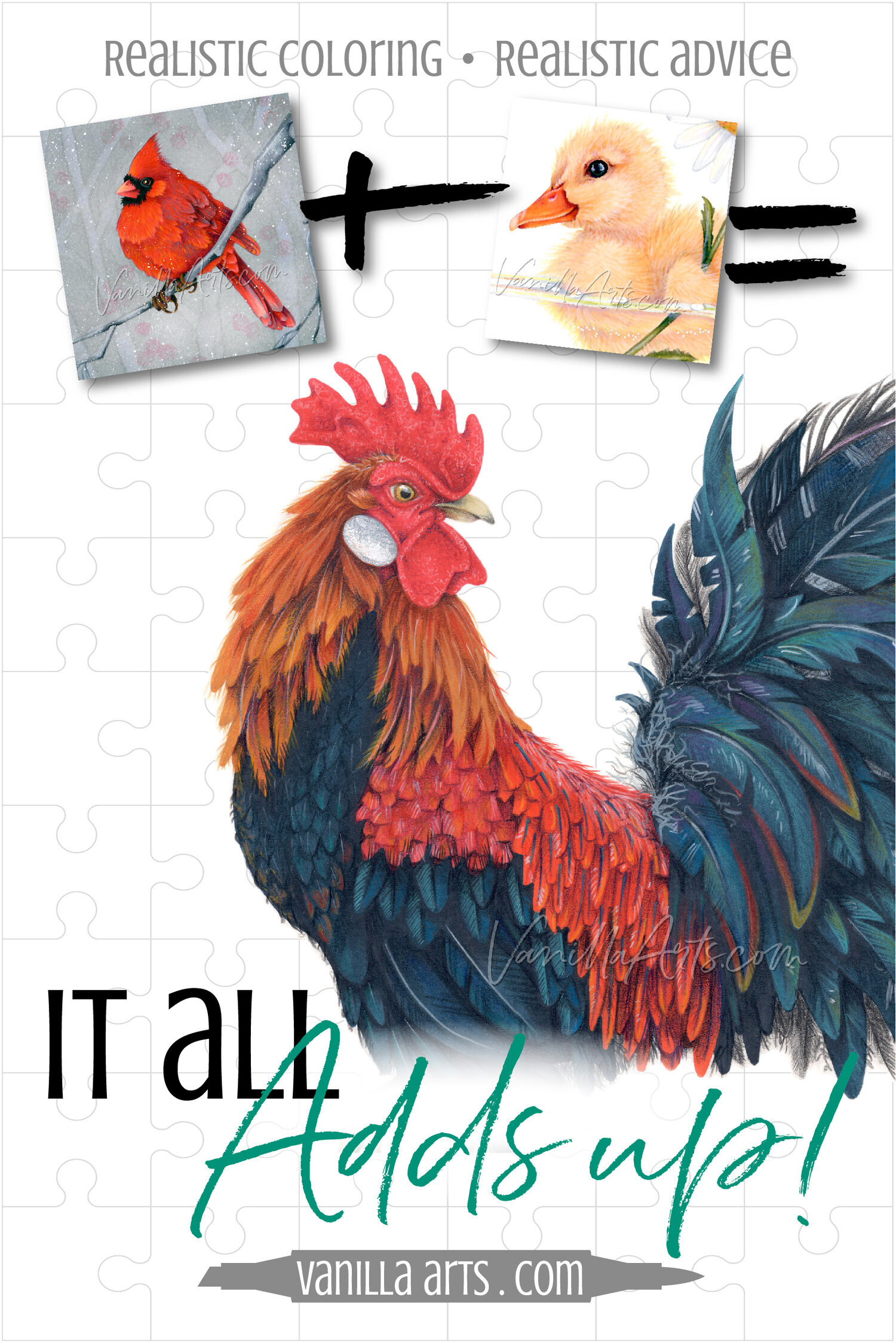 Use What You Learn: Color a Feathery Rooster with Copic Marker & Colored Pencil