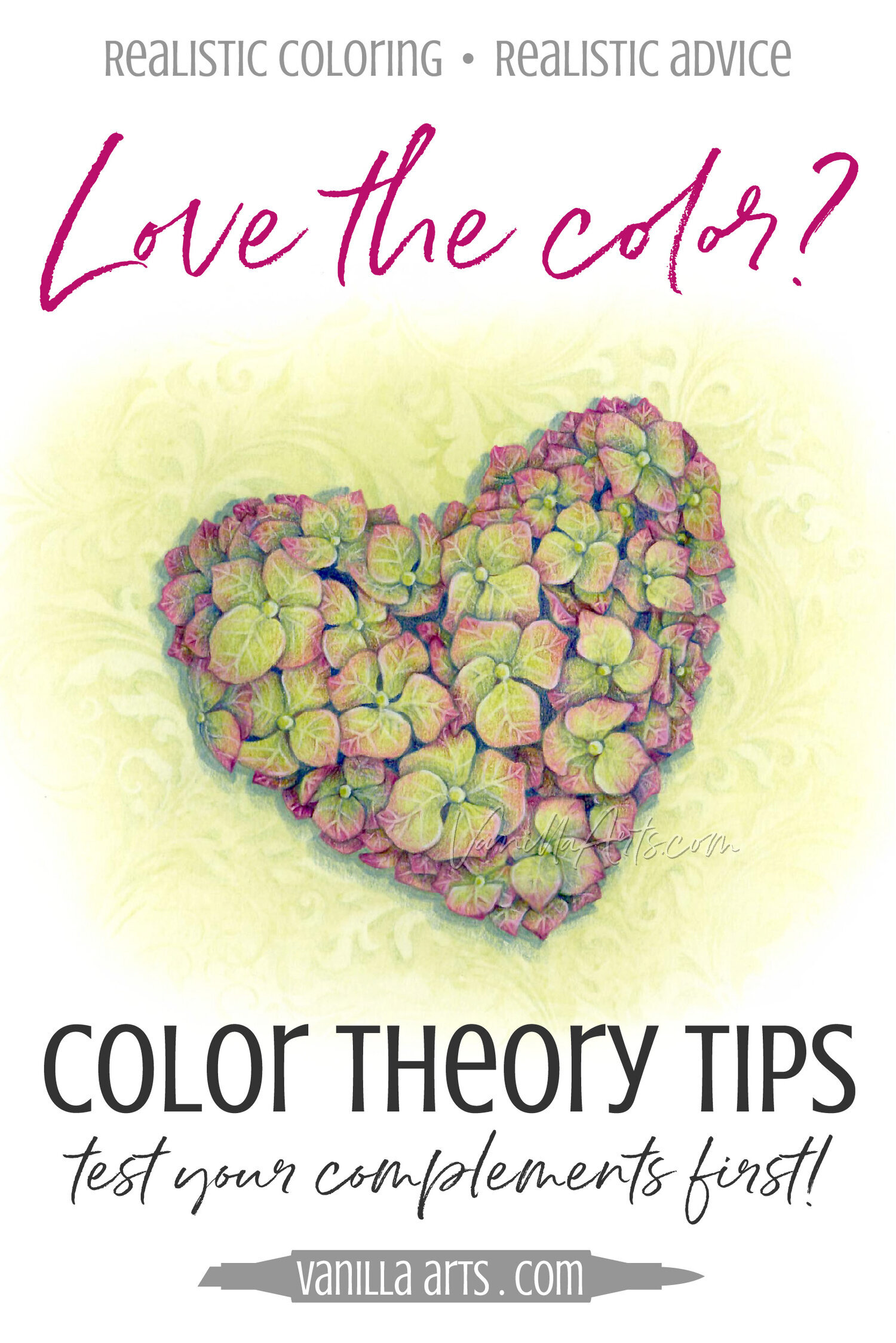 Color Theory Tip: How to Tame Clashing Complementary Color (Copic Markers, Colored Pencils)