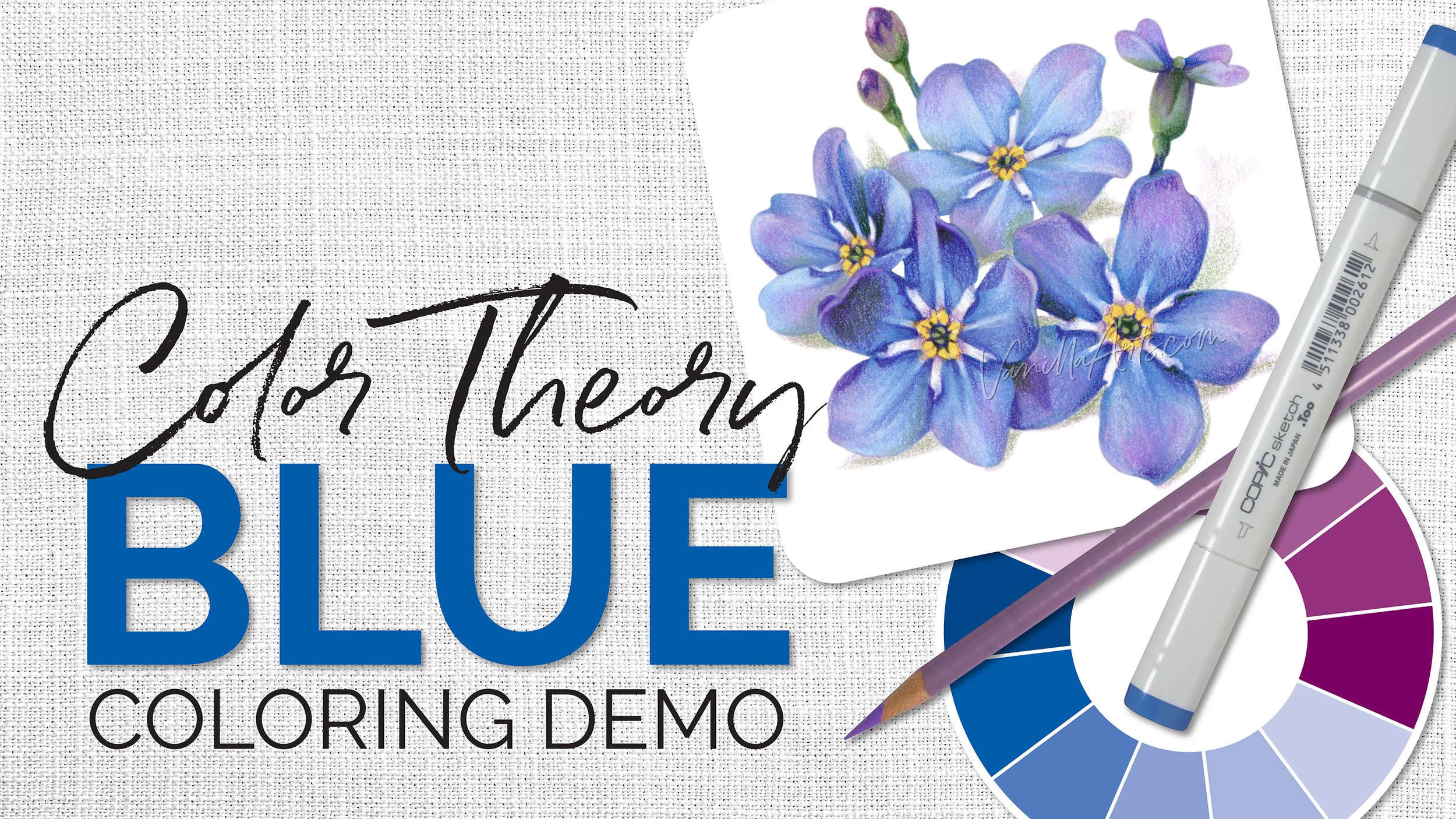 Color Theory for Markers: Realistic Blue Flowers (Coloring Demo - Episode  8) — Vanilla Arts Co.