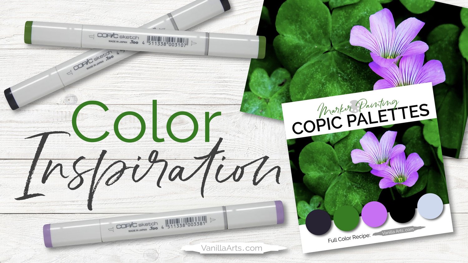 Color Palette: Copic Marker + Colored Pencil Combination (Black, Green ...