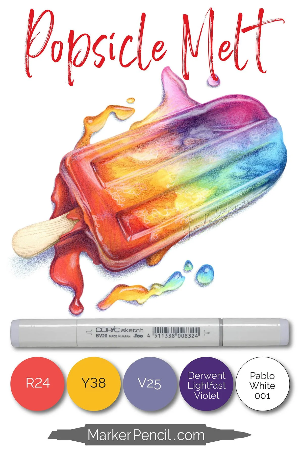 Popsicle Color Code Introduction to Marker Underpainting (alcohol markers + colored pencil ...