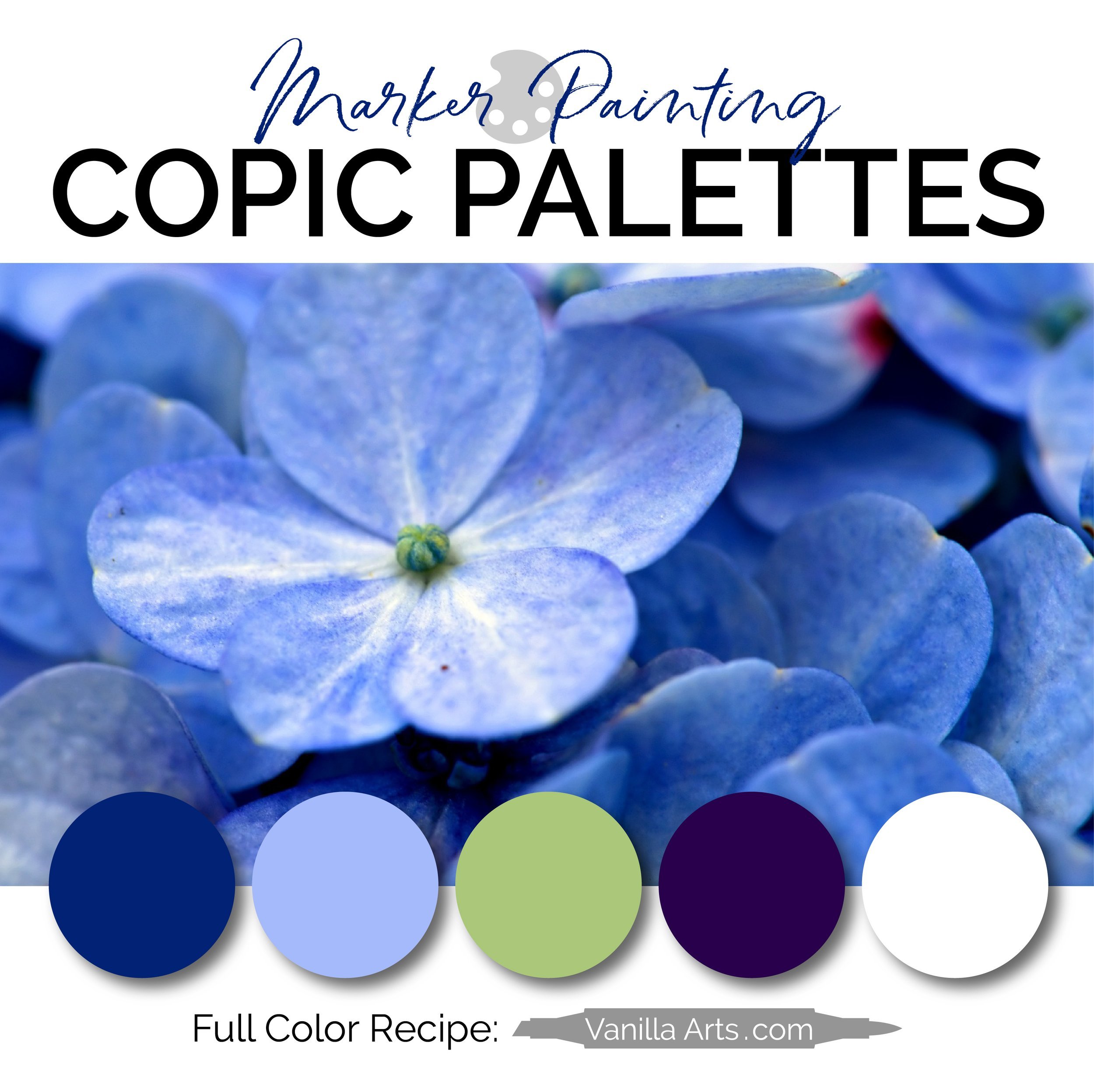 Color Palette: Copic Marker + Colored Pencil Combination (Gray, Blue,  Orange) — Vanilla Arts Co.