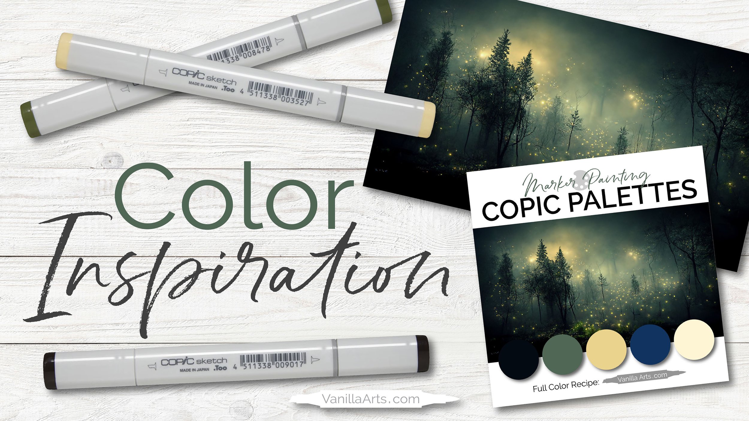 Color Palette: Copic Marker + Colored Pencil Combination (Black