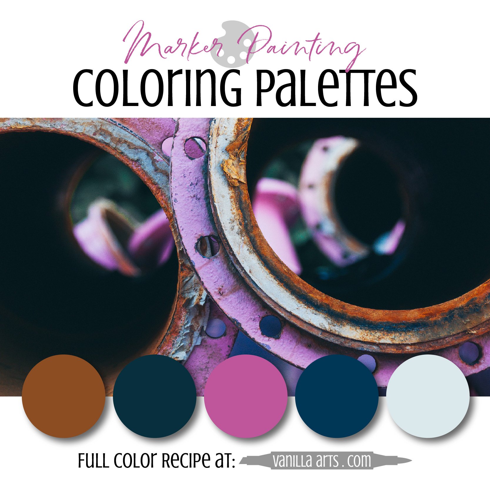 Coloring Palette: Ideas for Copic Marker + Colored Pencil Combinations  (Pink Gerbera) — Vanilla Arts Co.