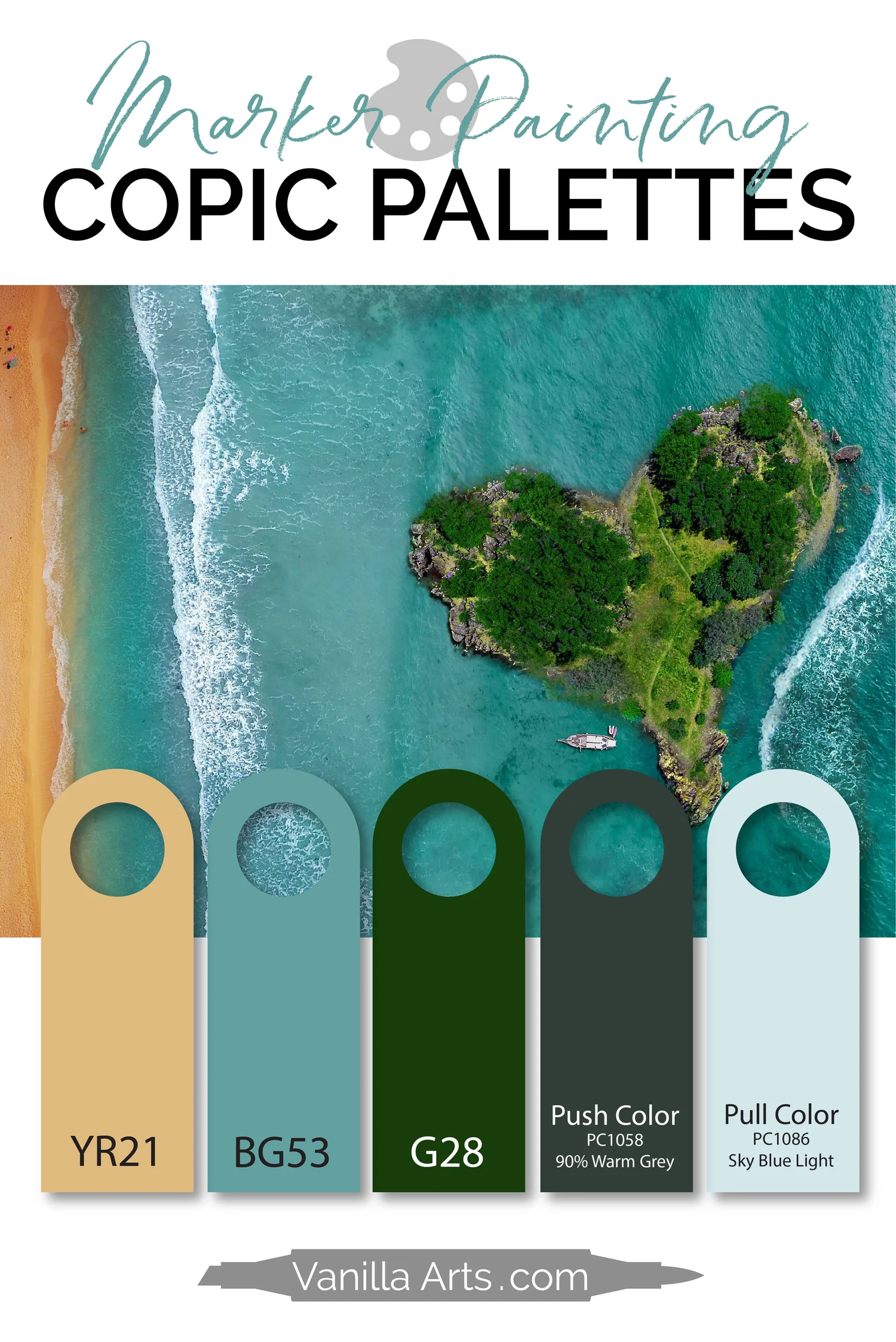 Color Palette: Copic Marker + Colored Pencil Combination (Gold, Aqua ...