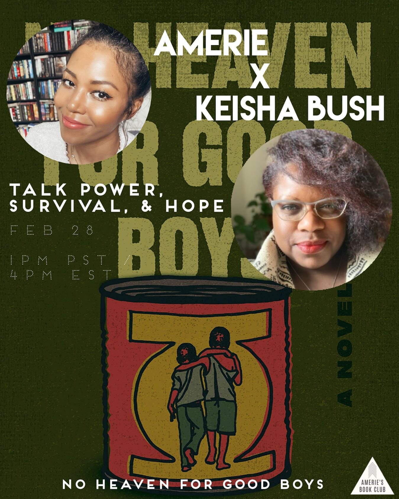 TOMORROW!!! I&rsquo;m so excited to chat with @keishabush ! #NoHeavenForGoodBoys is phenomenal; it grabbed me and did not let go, and many of you had the same experience. Join us tomorrow at 1pm PST / 4pm EST! ✨❤️❤️ 

#ReadWithAmerie #AmeriesBookClub