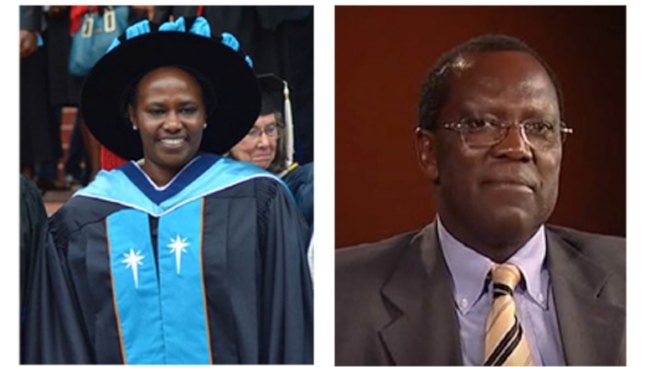Chancellor Mary Murimi (left) was inaugurated at the 2016 graduation ceremony. Dr. George Krhoda serves as the Daystar University Council Chariman.