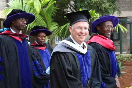 Jon Halverson, board member and VP of International Development at a Fortune 500 company, visited Daystar University for the 2016 graduation ceremony.