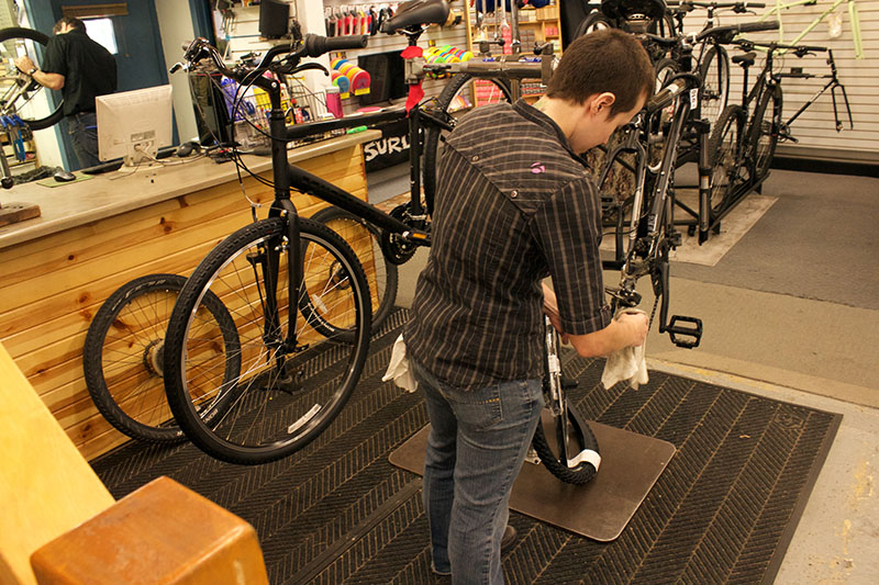 Josie working it at Decorah Bicycles