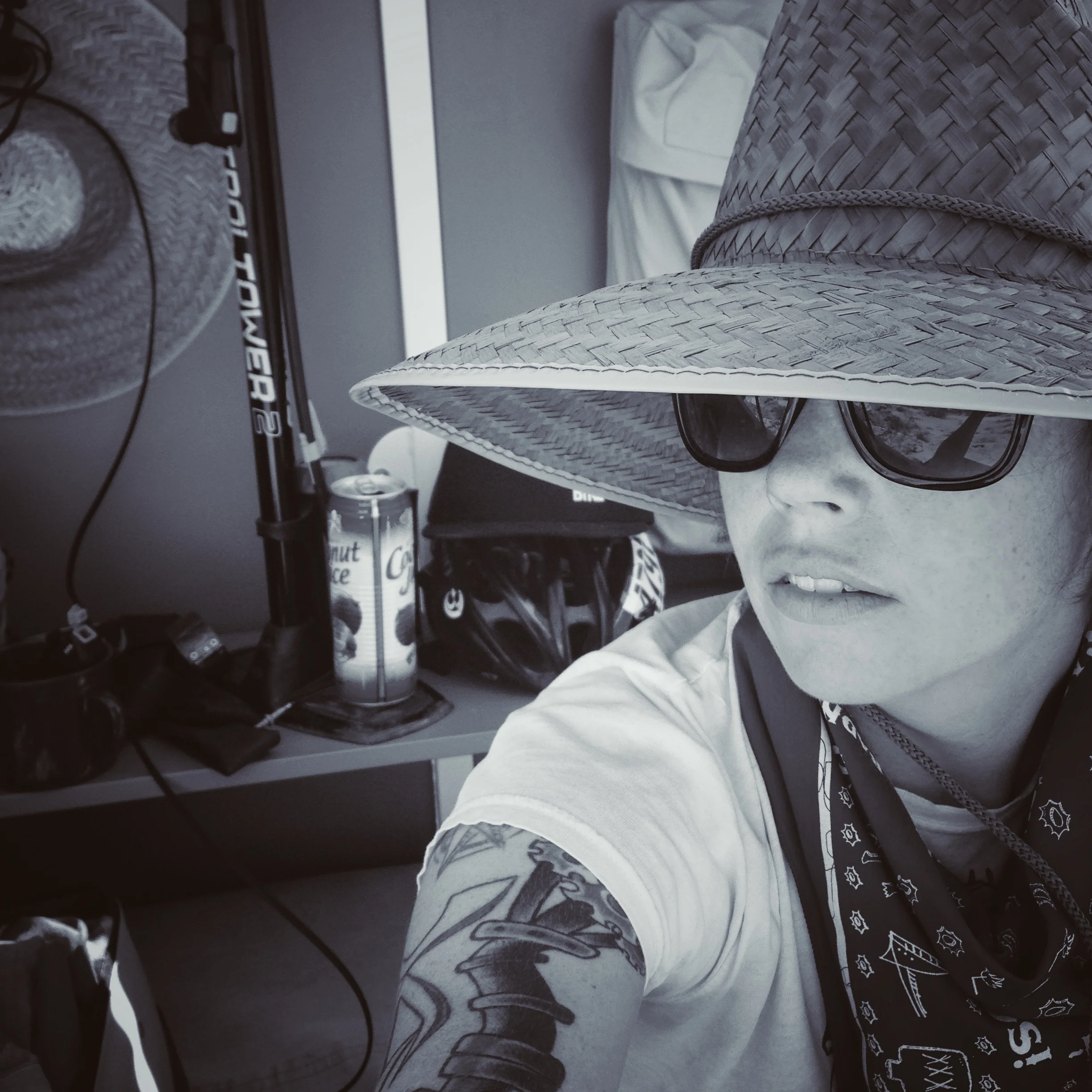 Chilling in my pod and testing out my sun hat at A-Z West.