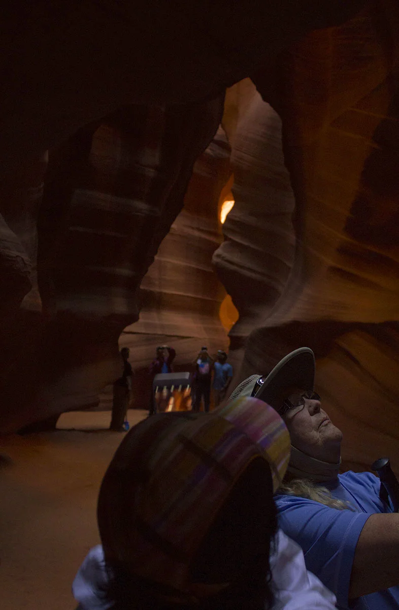 Our tour taking photos inside the epic and massive slot Antelope Canyon.