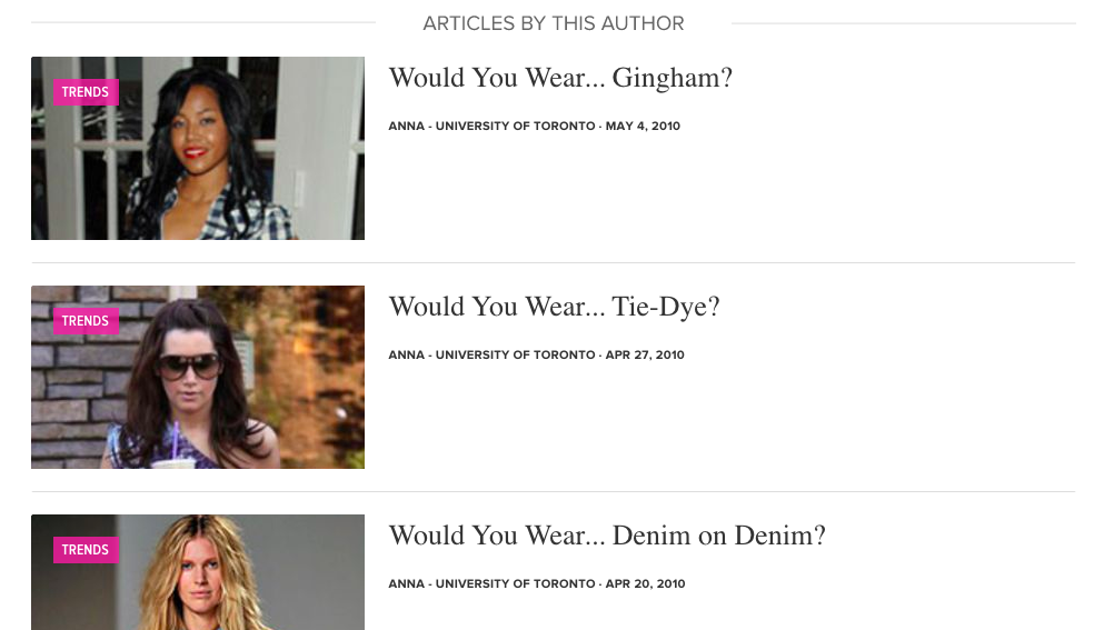 College Fashion Internship "Would You Wear..." Column