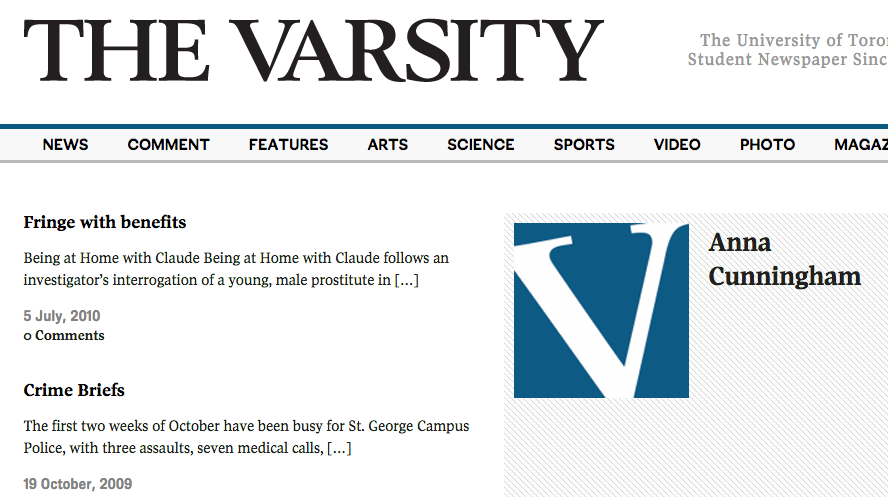 The Varsity Newspaper Articles