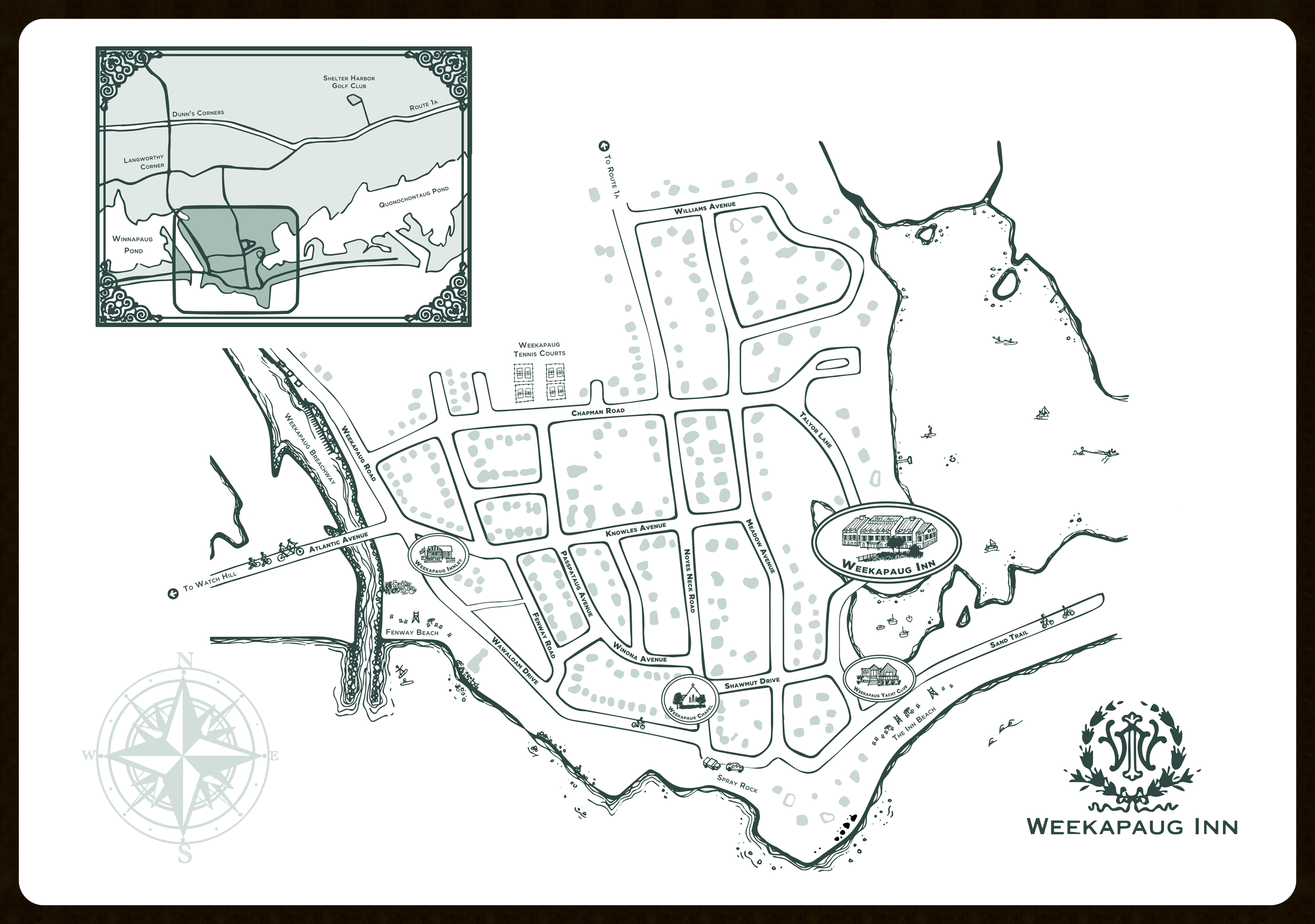 Custom Map, Weekapaug Inn