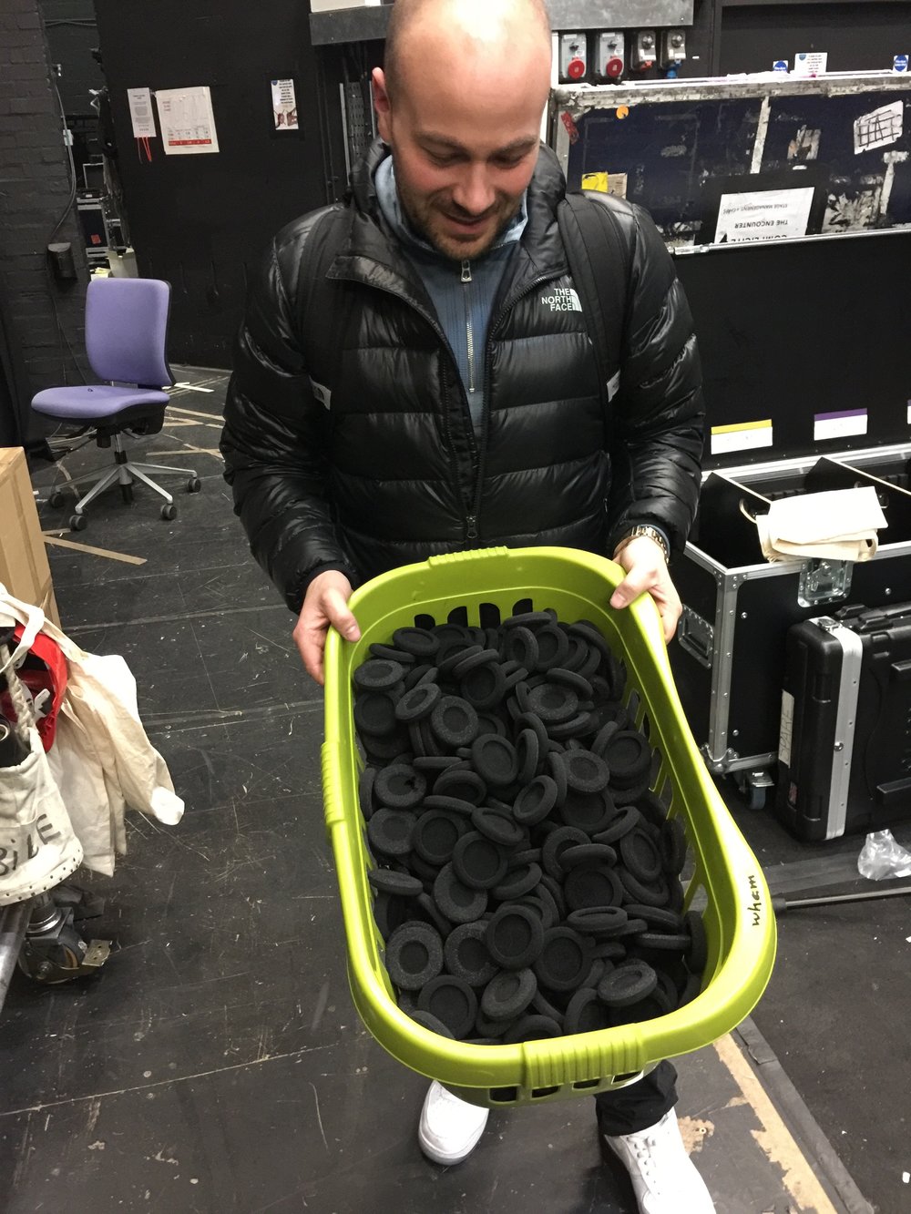 Lots of headphones means lots of muffs to clean (sound supervisor Guy Coletta)