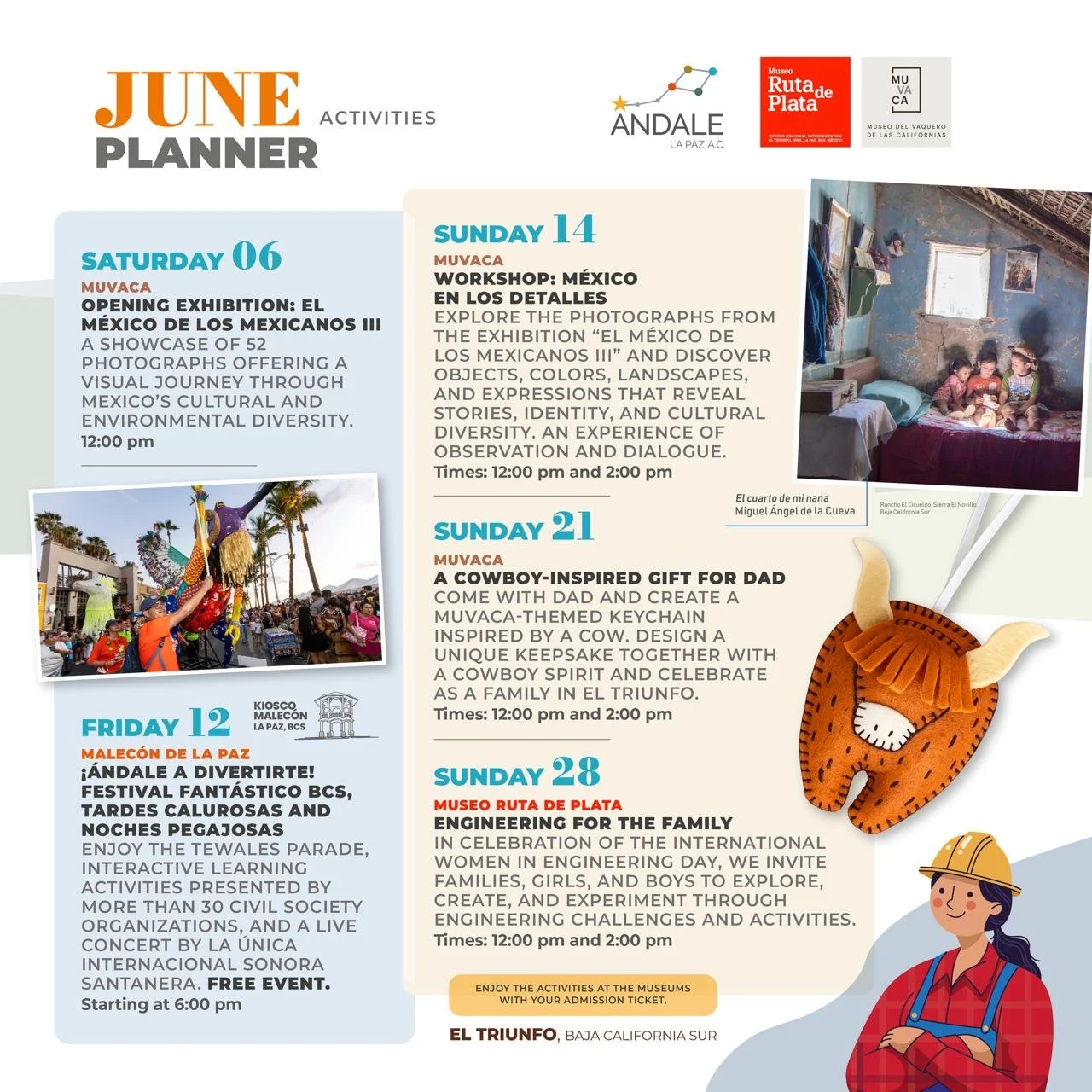 Ándale La Paz calendar of activities for June 2026.