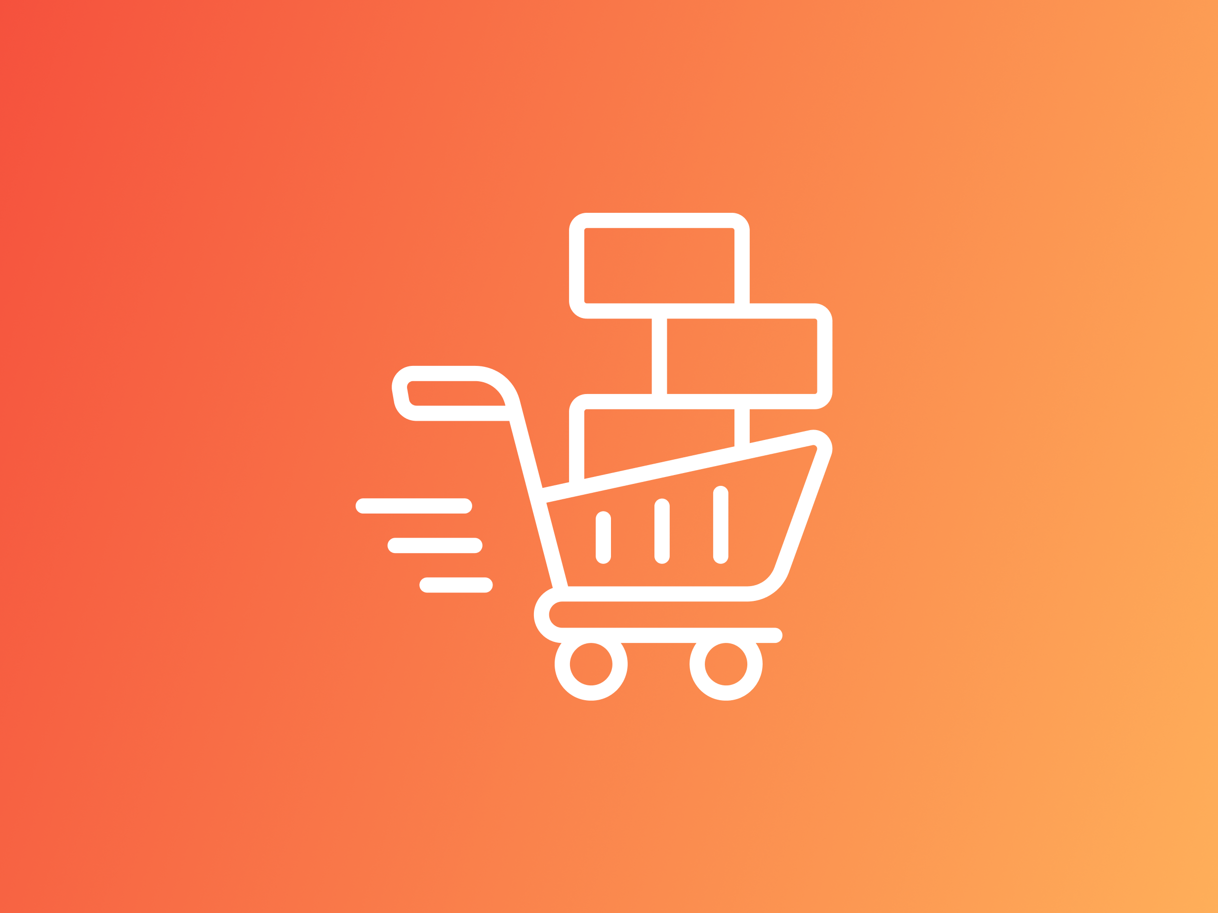 speedy shopping cart icon on red gradient background. icon design by gravisio on the noun project
