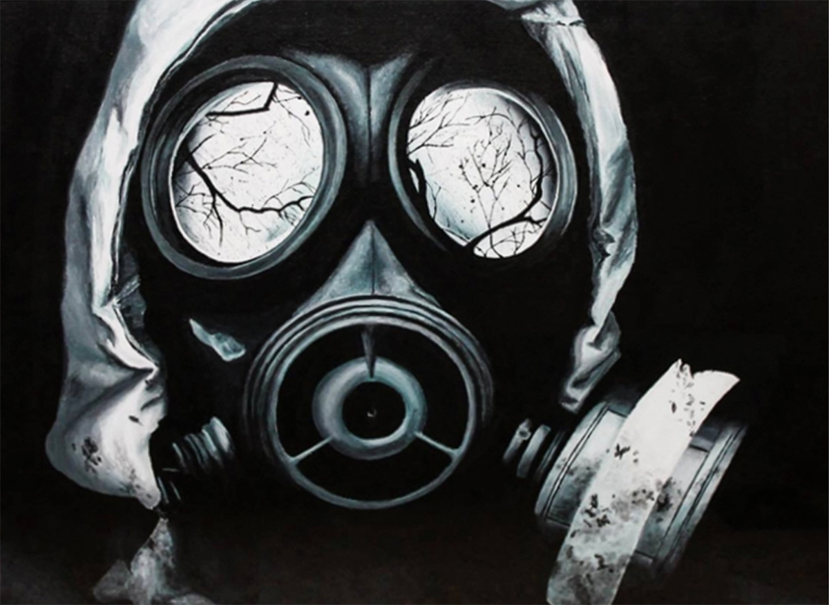gas mask painting - acrylic 