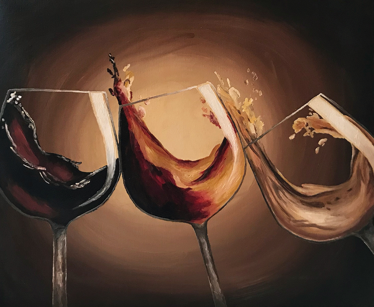 wine spill painting – oil paint