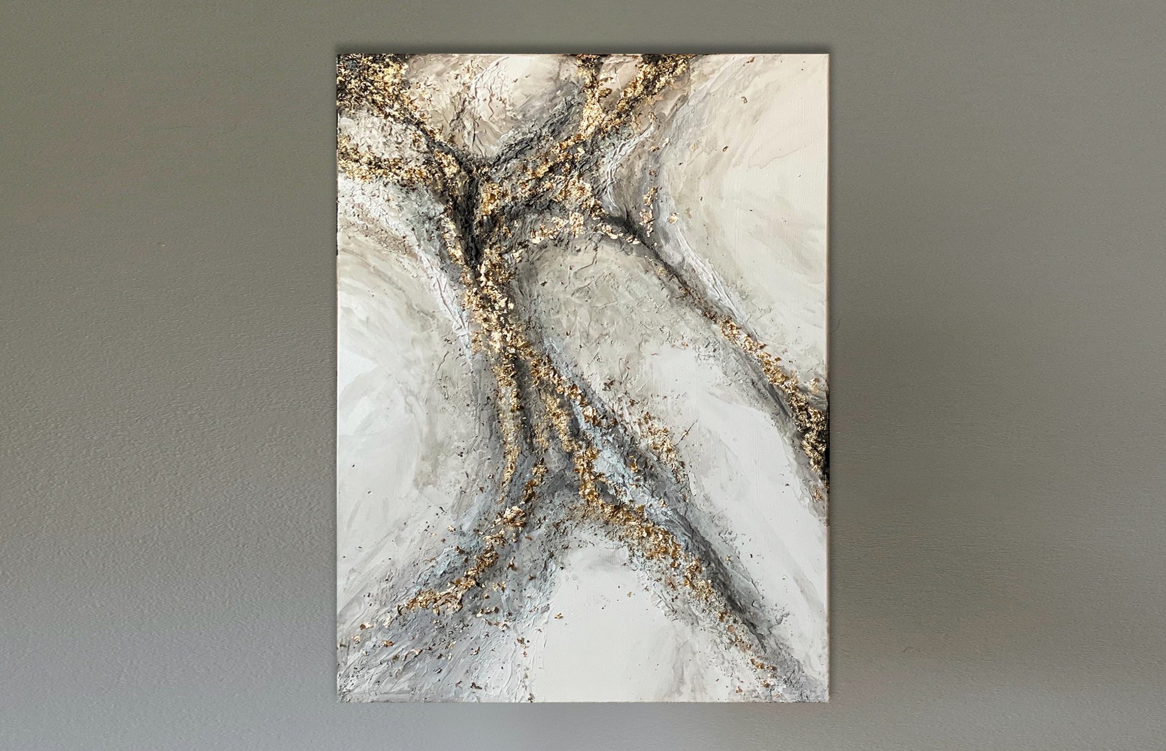 abstract painting - gold foil and compound