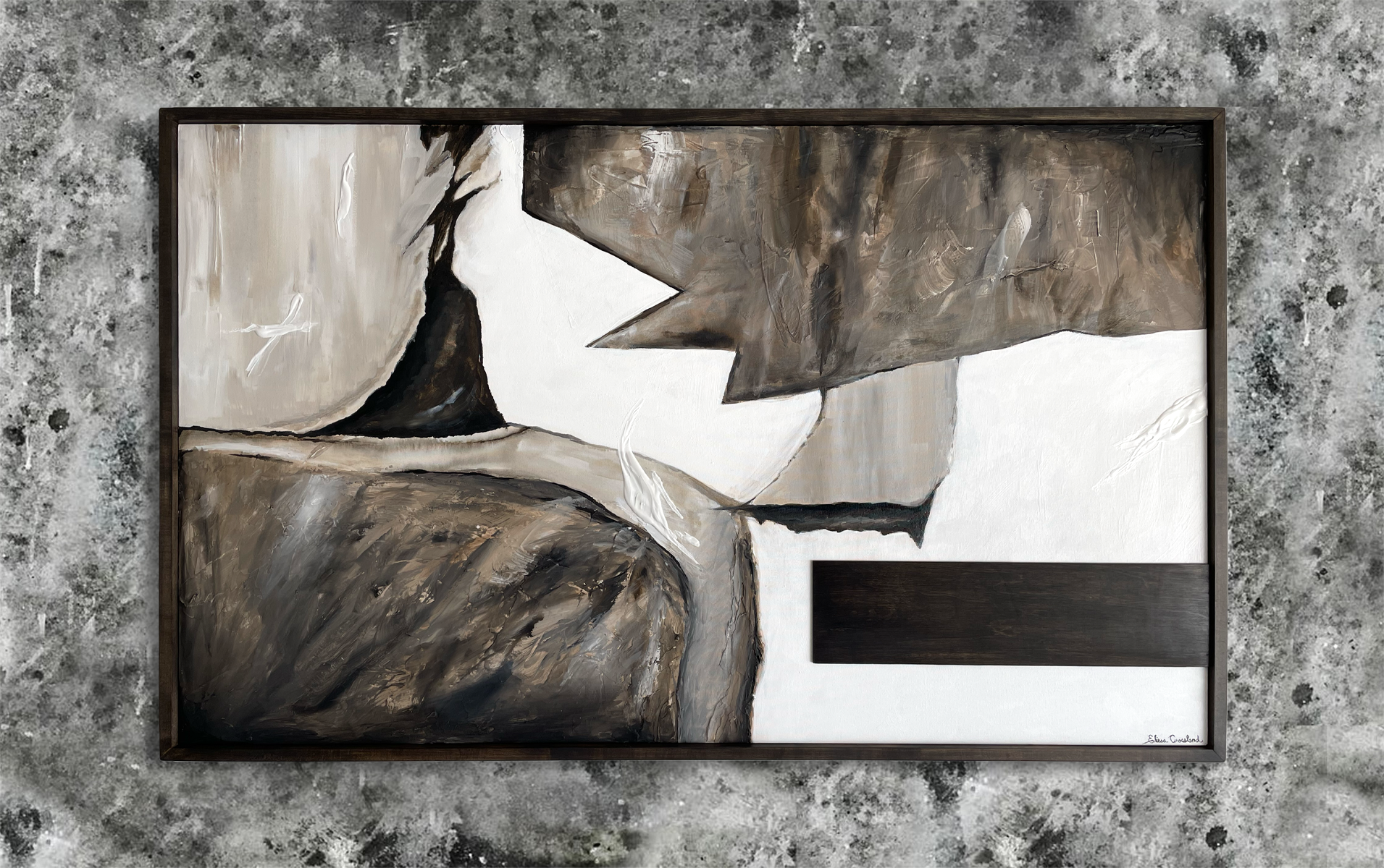 abstract painting 37" x 61" – acrylic with wood details