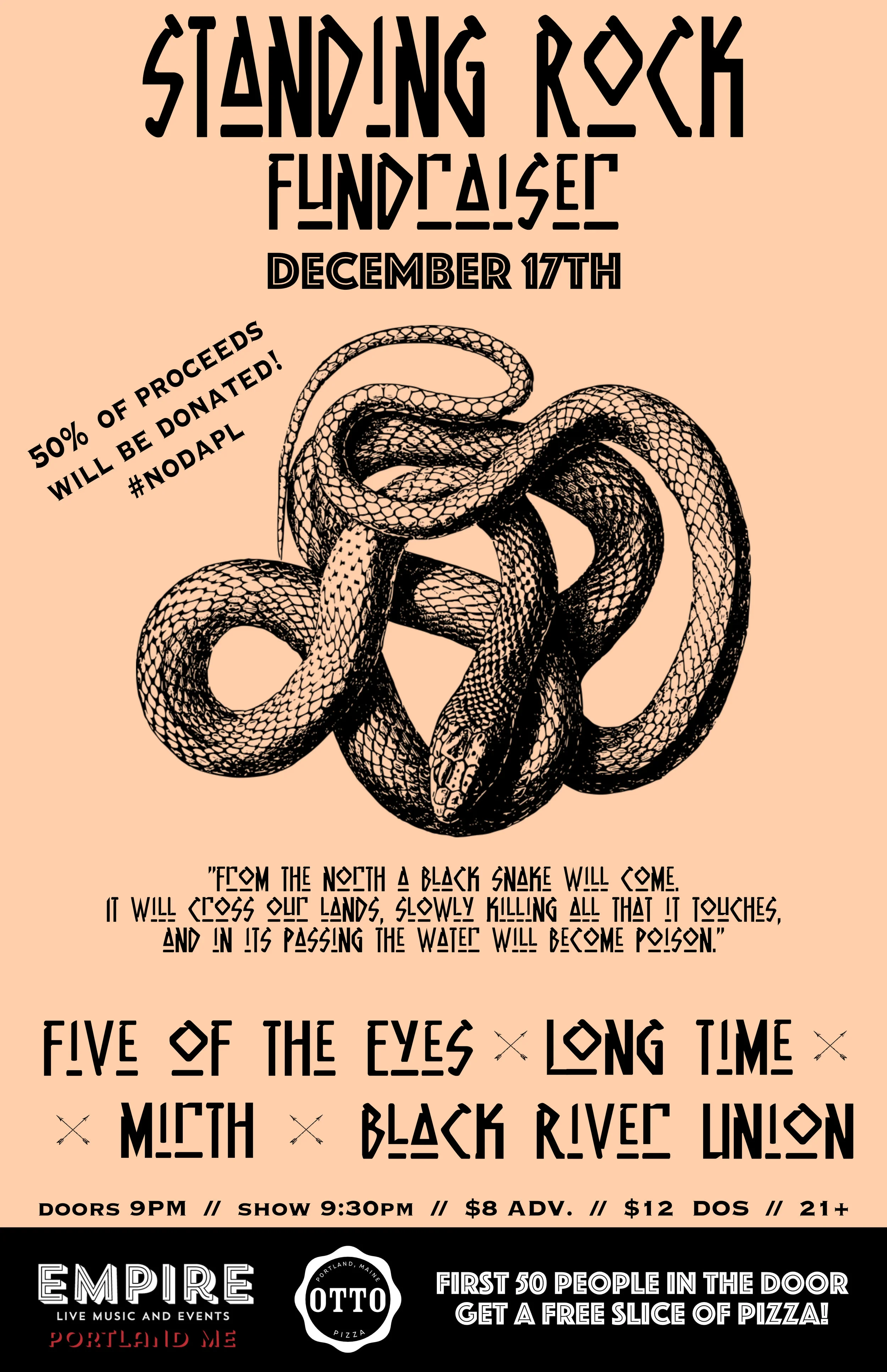 **RESCHEDULED** to Friday 1.6.2017 // Standing ROCK Fundraiser Concert!