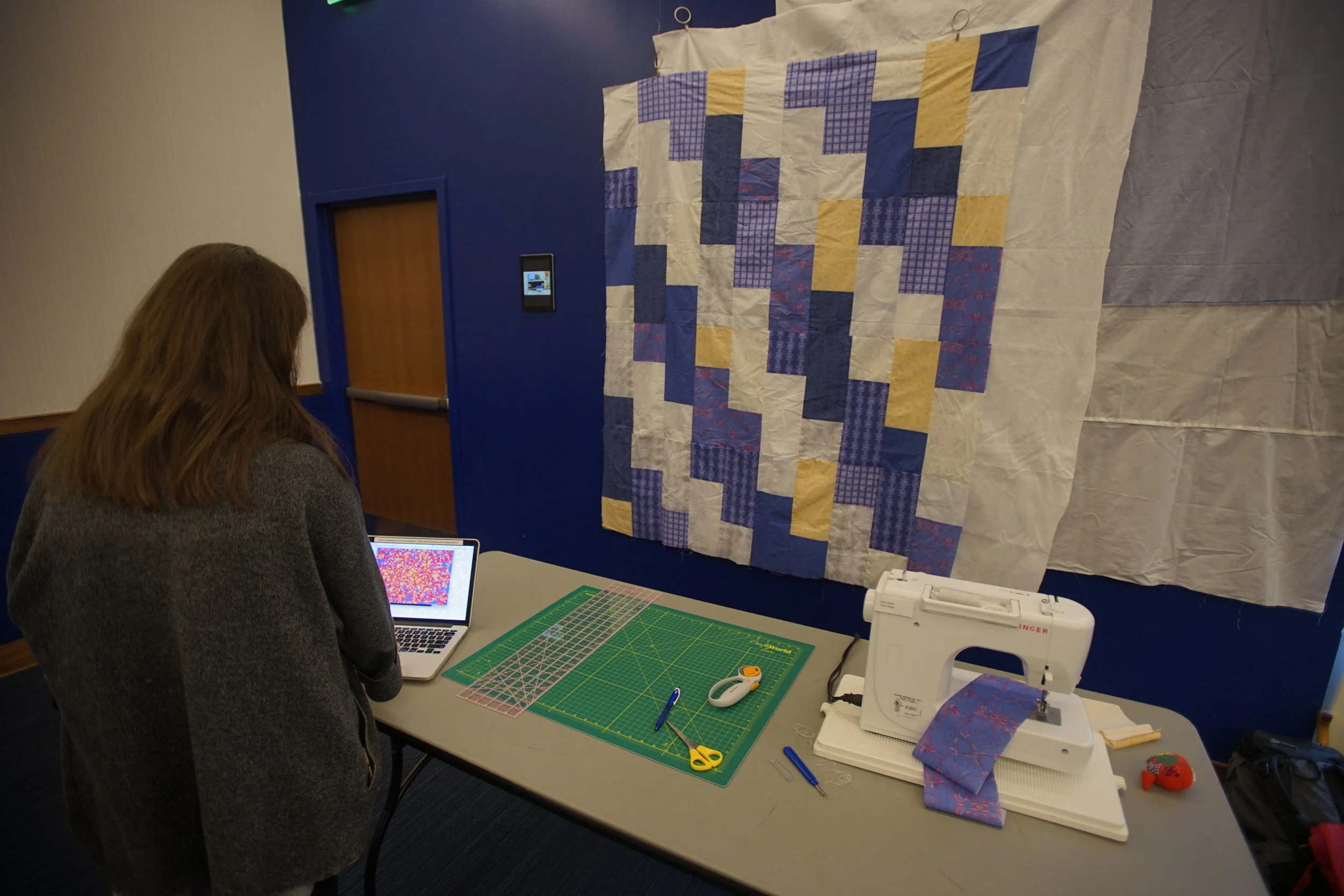 OLIVIA PAYNE - QUILT & CODE Textile and accompanying installation.