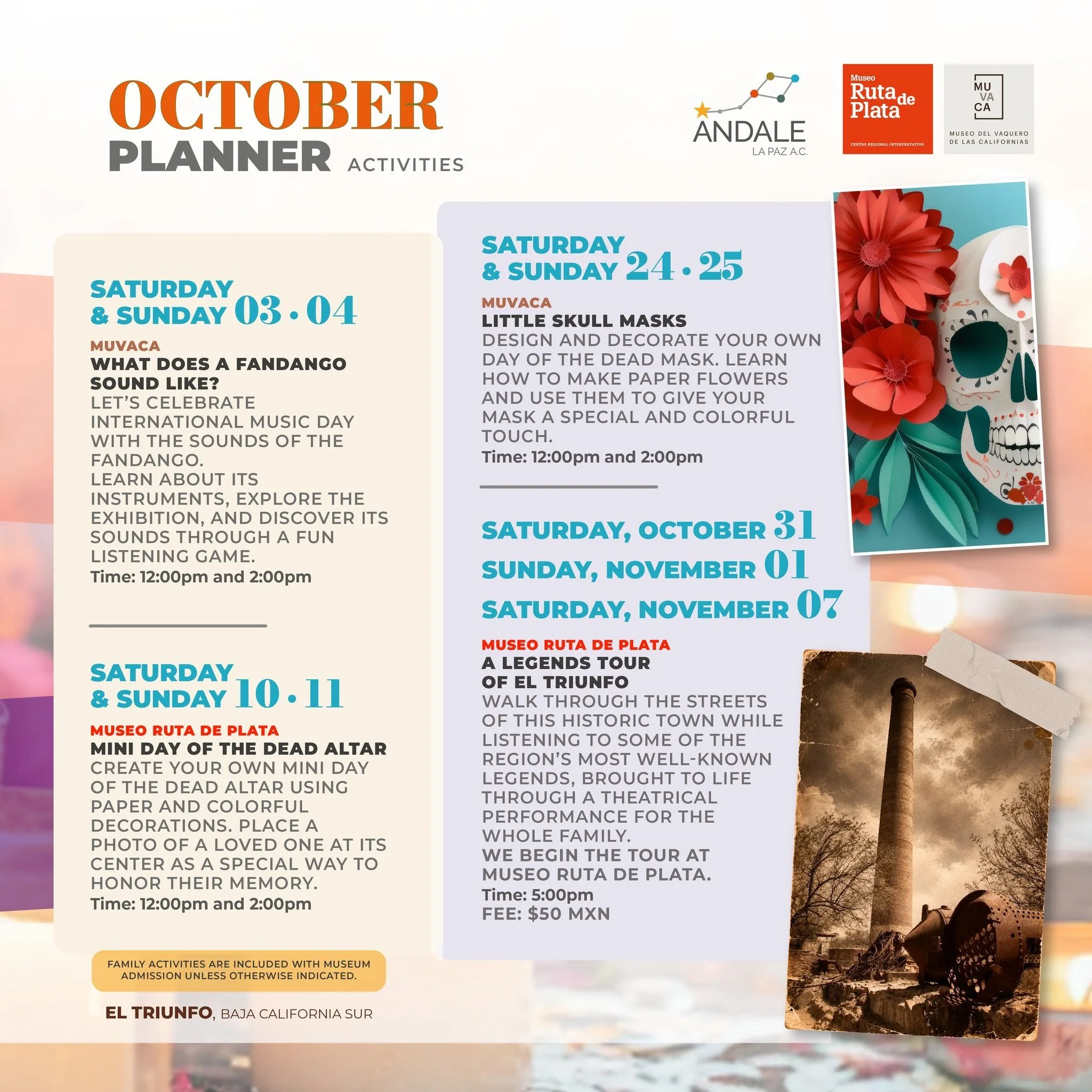 Ándale La Paz calendar of activities in the municipality of La Paz for October 2026.