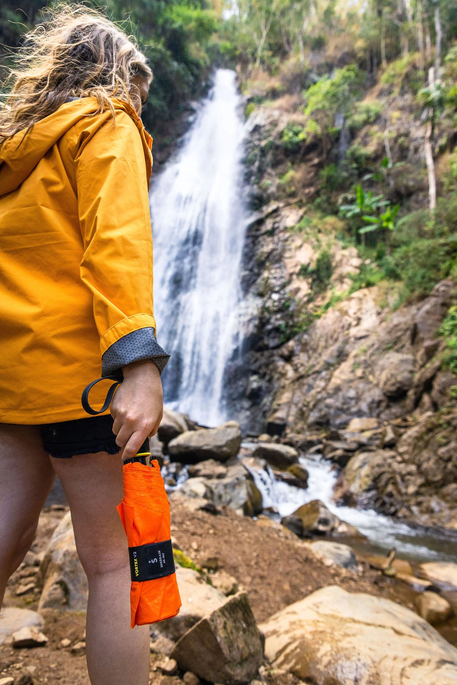 umbrella at waterfall 