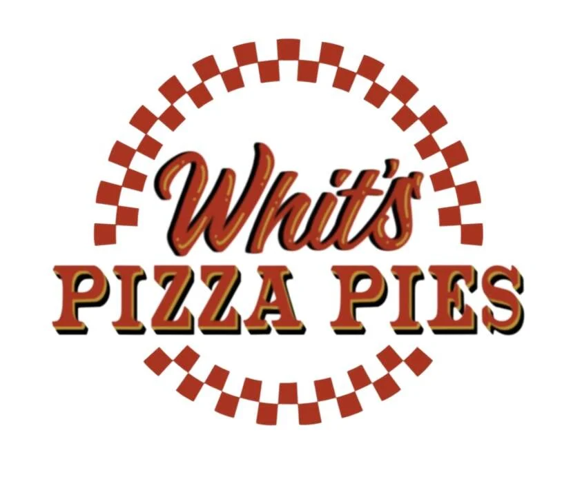 whit's pizza pies logo in dark red