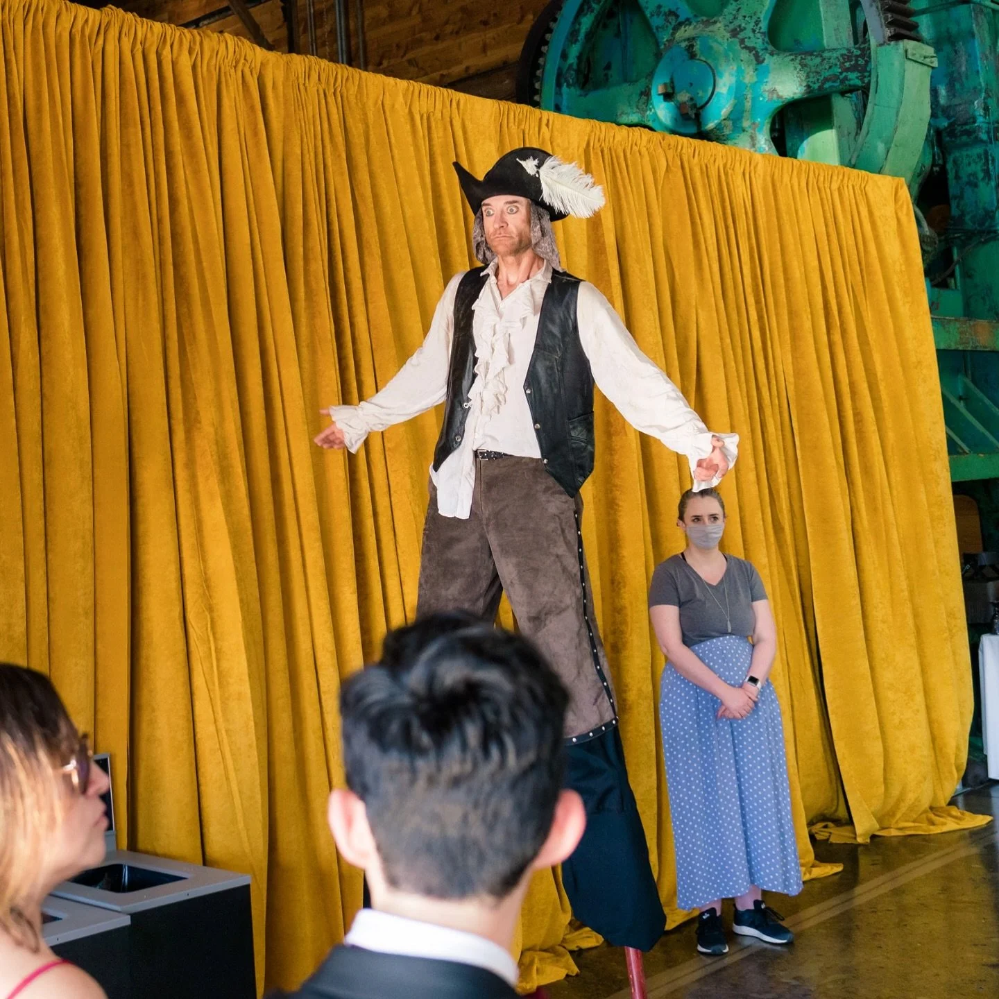 Very tall man on gold velour.  Photo by @sightglass_photography venue @reddonsalmon