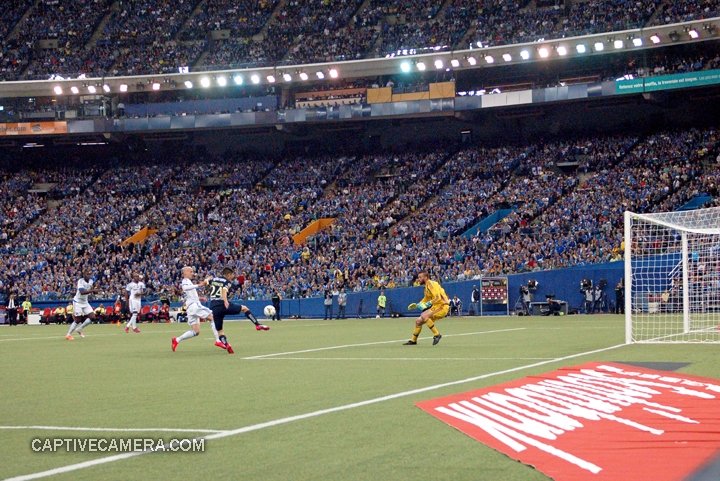   Montreal, Canada - April 29, 2015: Oribe Peralta #24 of Club America attempts a shot on goal.  