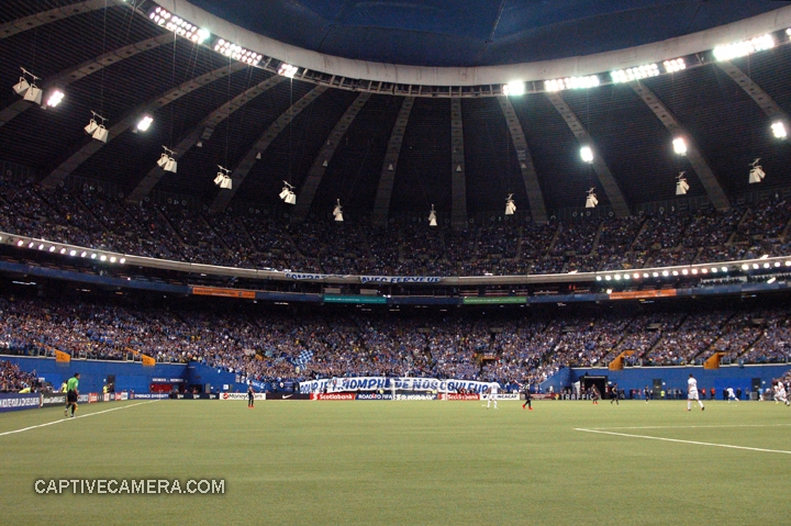   Montreal, Canada - April 29, 2015: The Olympic stadium was sold out to witness the second leg of the Scotiabank CONCACAF Champions League final.  