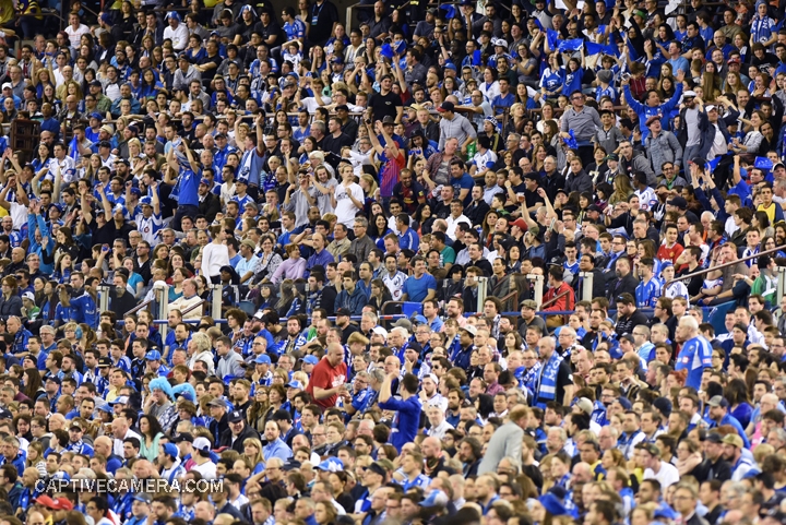   Montreal, Canada - April 29, 2015: A new record was set for soccer attendance in Canada by the 61000 fans at Olympic stadium.  