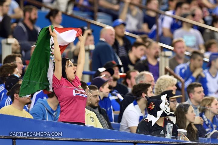    Montreal, Canada - April 29, 2015: A Club America supporter waves the Mexican flag.    &nbsp;   