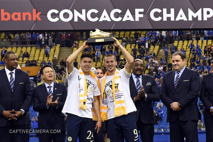   Montreal, Canada - April 29, 2015: Oribe Peralta #24 and Dario Benedetto #9 of Club America scored 7 goals each during the 2014-15 CONCACAF Champions League to share the golden boot award.  