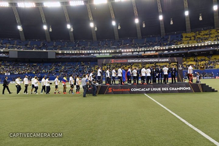  Montreal, Canada - April 29, 2015: Club America players and staff receive their gold medals.  