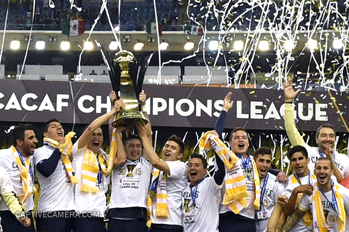   Montreal, Canada - April 29, 2015: Club America claim their first Scotiabank CONCACAF Champions League trophy.  