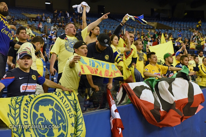   Montreal, Canada - April 29, 2015: Club America fans celebrate their team's victory.  
