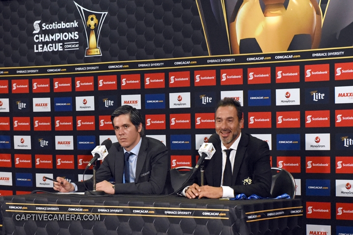    Montreal, Canada - April 29, 2015: Club America coach Gustavo Matosas offers a smile during the post game press conferenec at Olympic stadium, Montreal.    &nbsp;   