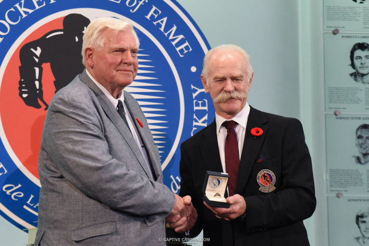  Nov. 6, 2015 (Toronto, ON) - Bill Hays is inducted into the Hockey Hall of Fame by Chairman Lanny McDonald. 