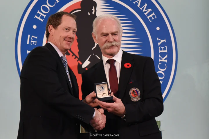  Nov. 6, 2015 (Toronto, ON) - Phil Housley is inducted into the Hockey Hall of Fame by Chairman Lanny McDonald. 