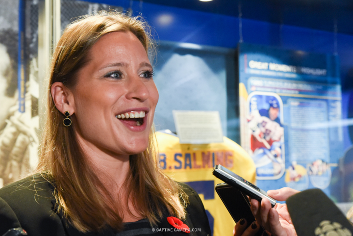  Nov. 6, 2015 (Toronto, ON) - Angela Ruggiero  interviewed by media at the  Hockey Hall of Fame induction ceremony. 