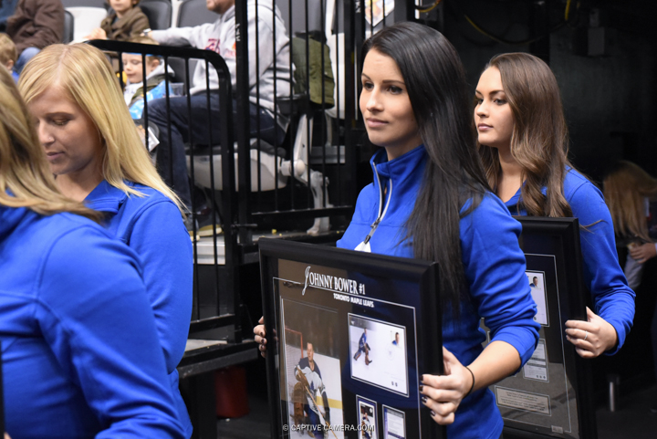  Nov. 8, 2015 (Toronto, ON) - Fan prizes are brought out during intermission at the Haggar Hockey Hall of Fame Legends Classic at Air Canada Centre. 