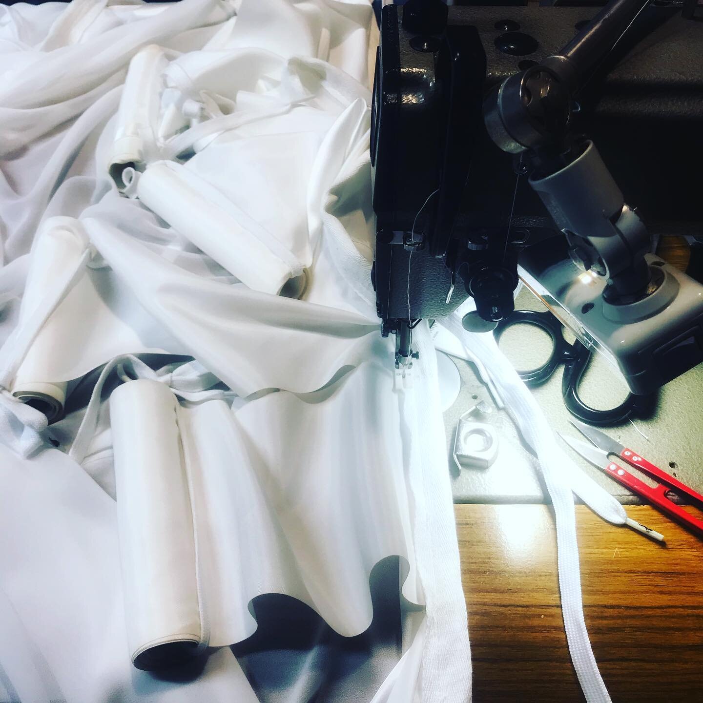 Custom white ribbon drape in the making ✂️🧷 #sydneyevents 
#drapehire #drapes #pipeanddrape 
#sydneyeventhire 
#sydneycorporate 
#eventdecor #eventproduction #events #behindthescenes #sydneybusiness