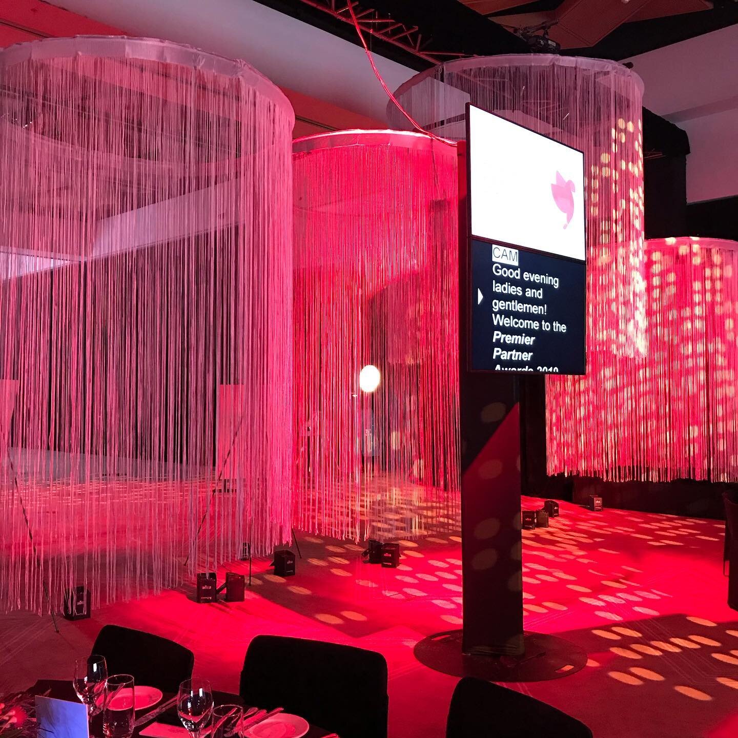 Throw🔙 Thursday: 
Dinner for Google executives with beautiful string draping design to seperate two rooms 

#sydneyevents #sydneydrapehire #sydneydraping #drapes #draping